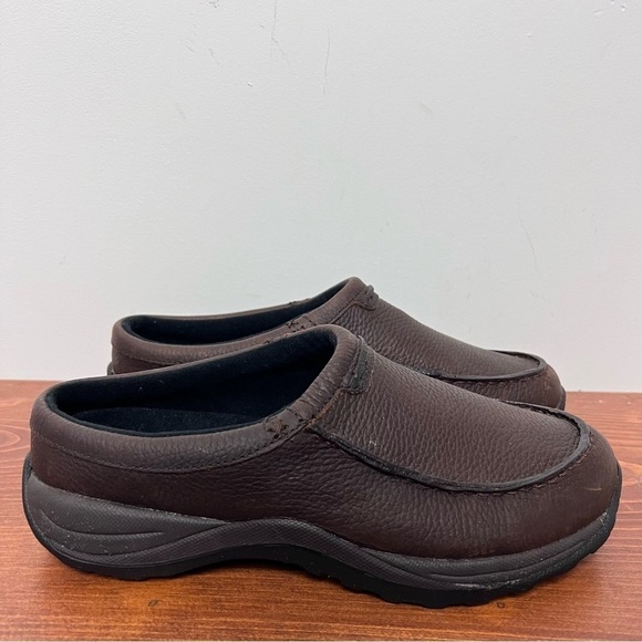 L.L. Bean Men's Pebbled Rugged Dark Brown Leather Comfort Moc Slides NEW 8 Fall - Picture 6 of 13